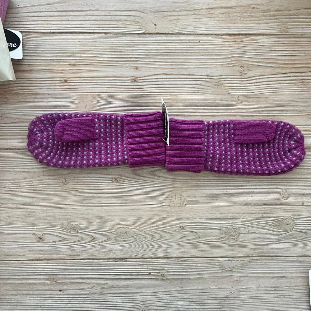Portolano 100% Cashmere Knit Mittens |Pink Purple Cream | Made in Italy | NWT